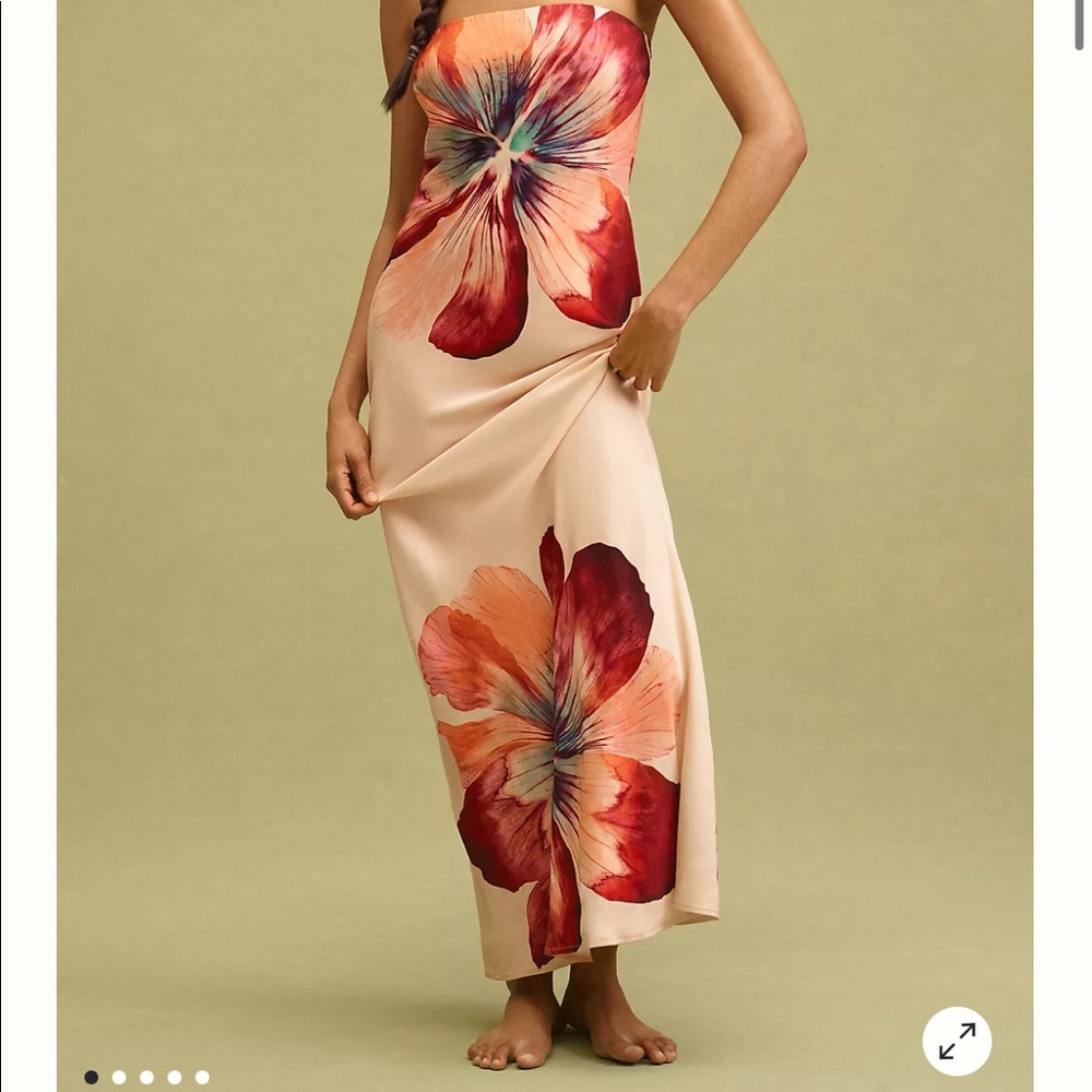 The Fleur Strapless Satin Maxi Slip Dress - Anthropologie - Size XS worn once!